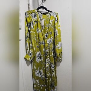 Floral Green and White Fabric